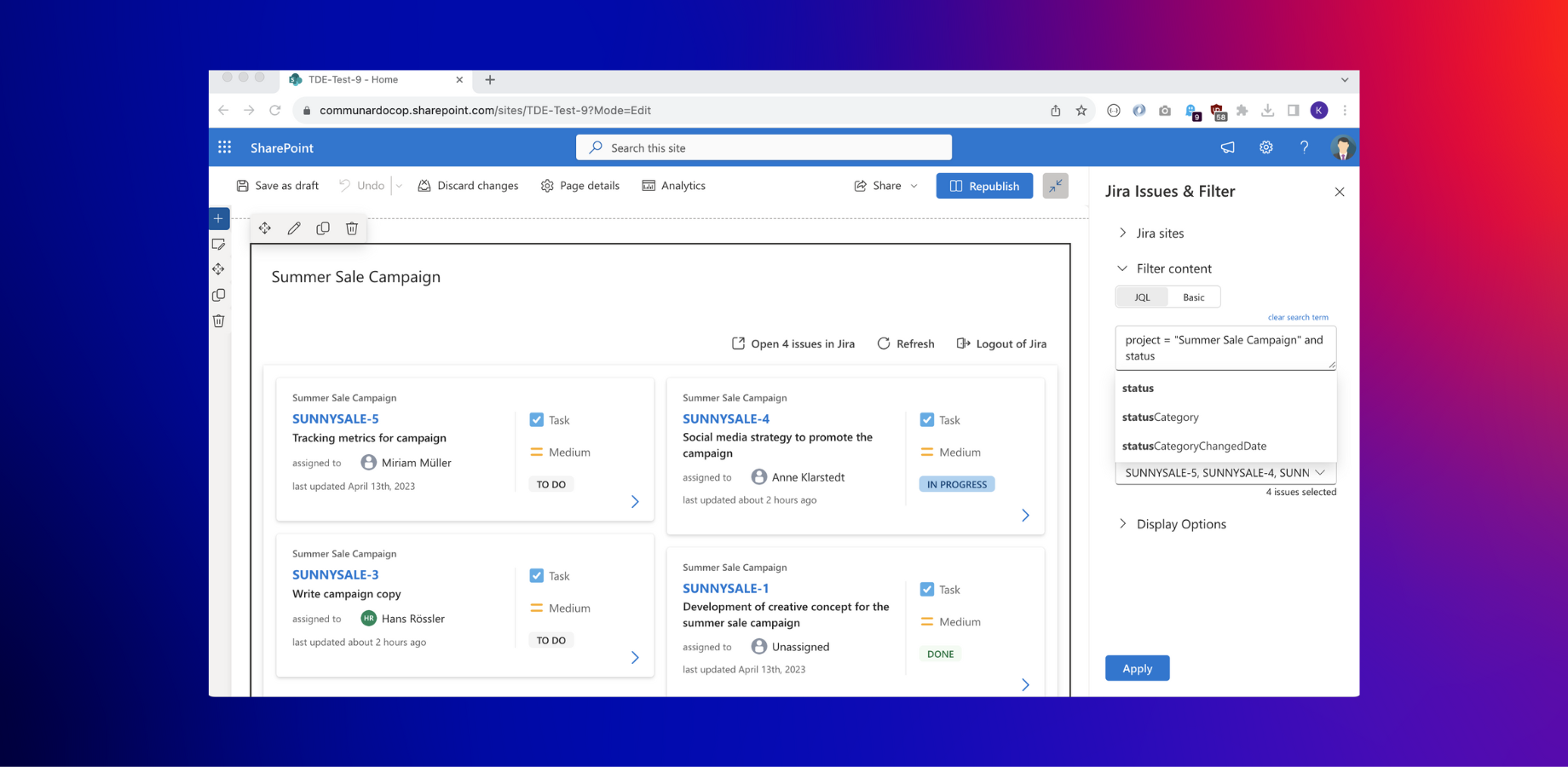 ​Integrate your Jira issues into SharePoint seamlessly