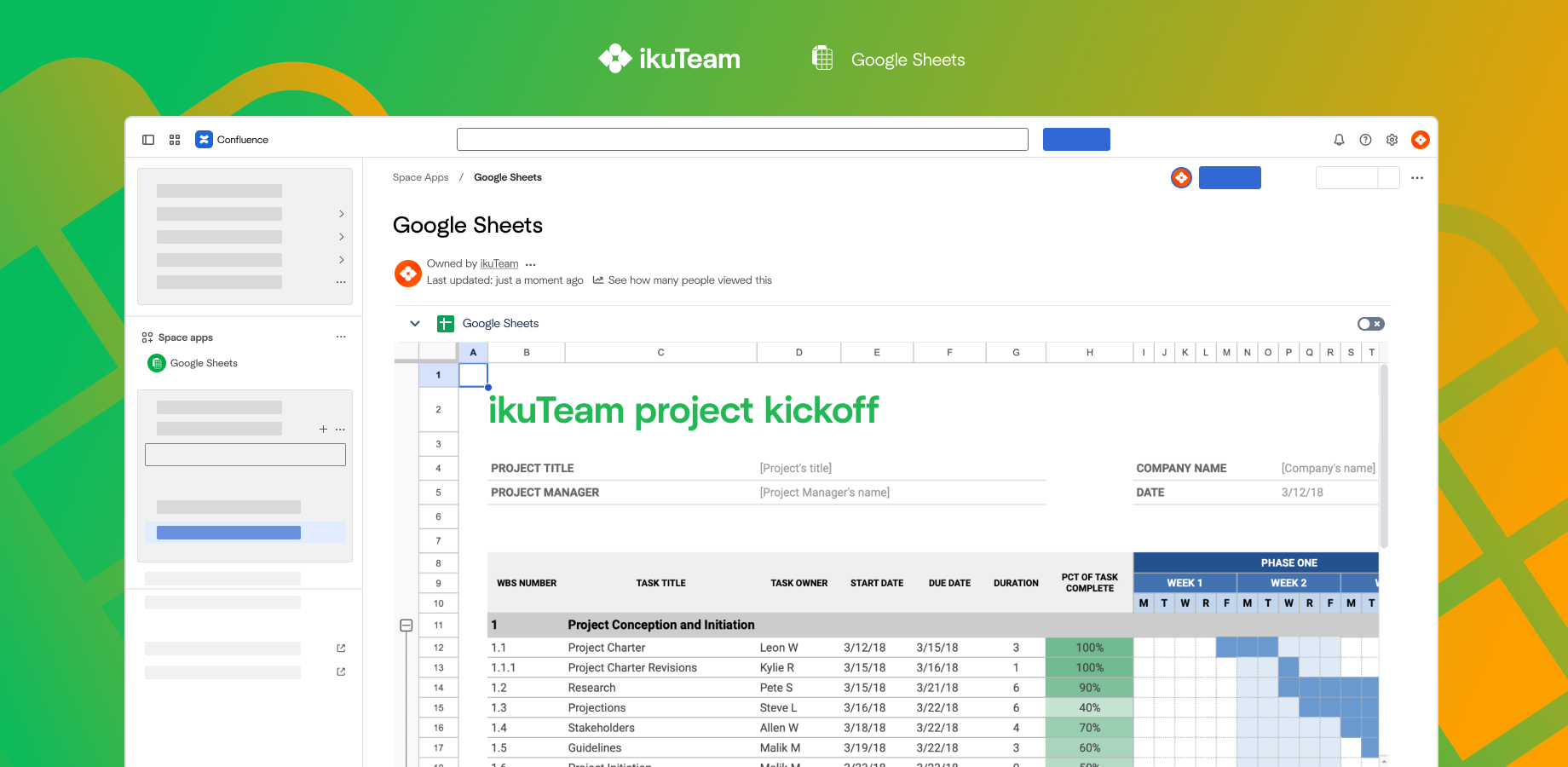 Embed Google Sheets into Confluence pages