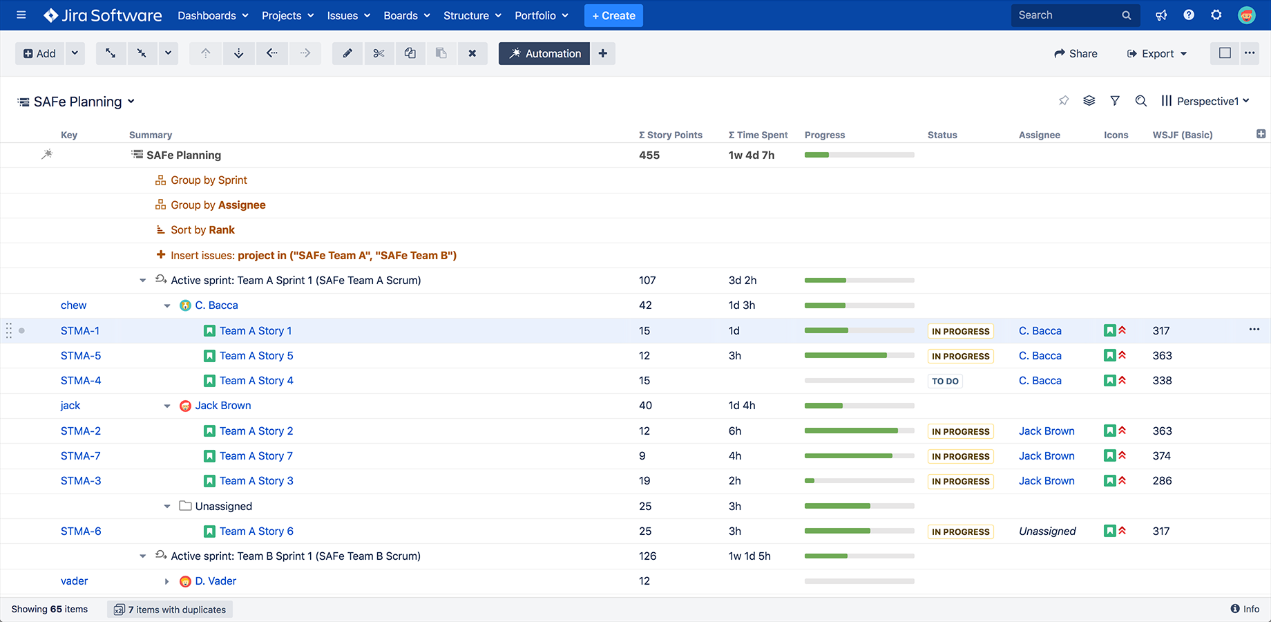With all your cross-team Jira work in one place, you can plan sprints, manage releases and groom backlogs across your entire portfolio.