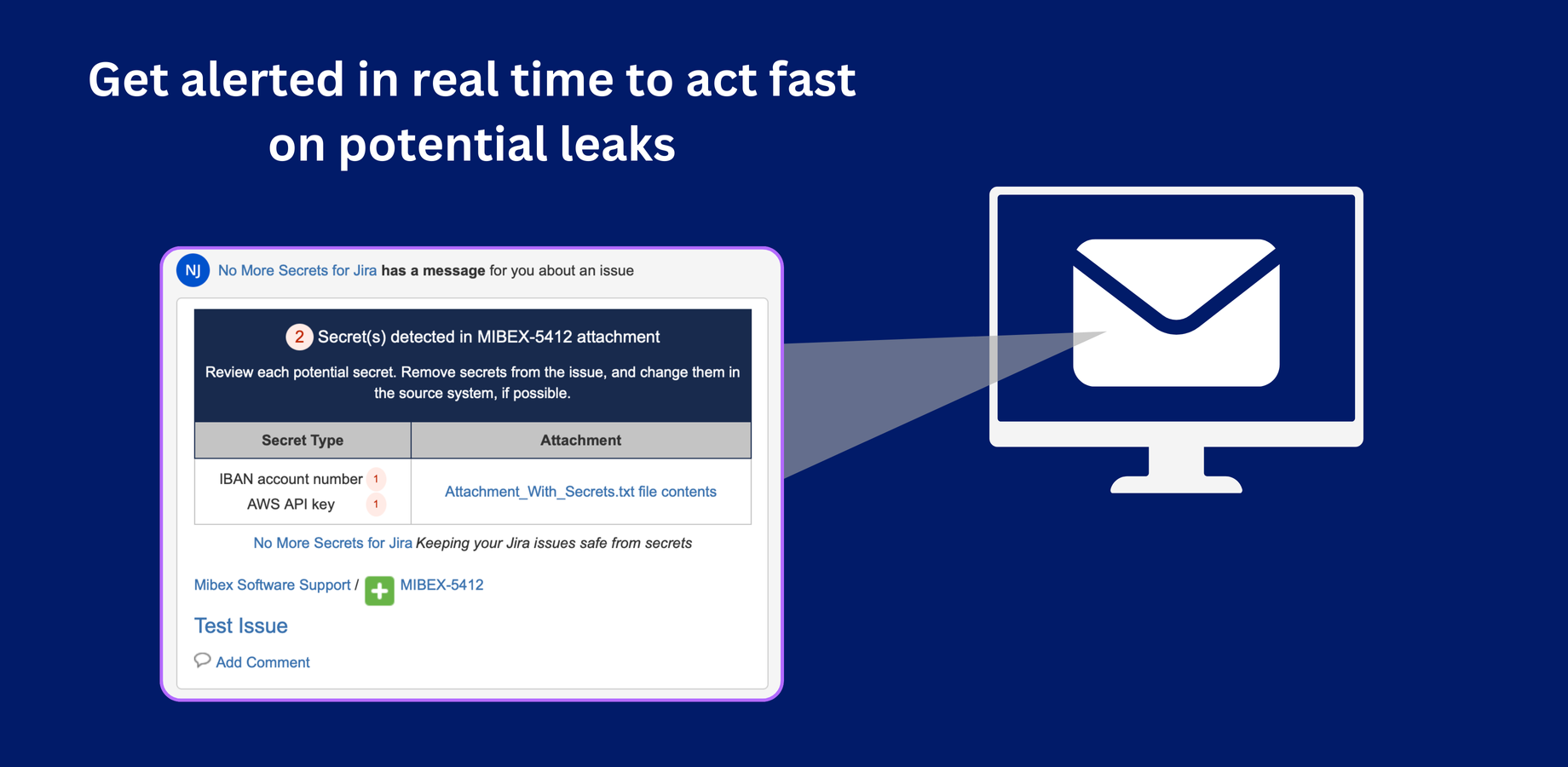 Email notification with detected secrets