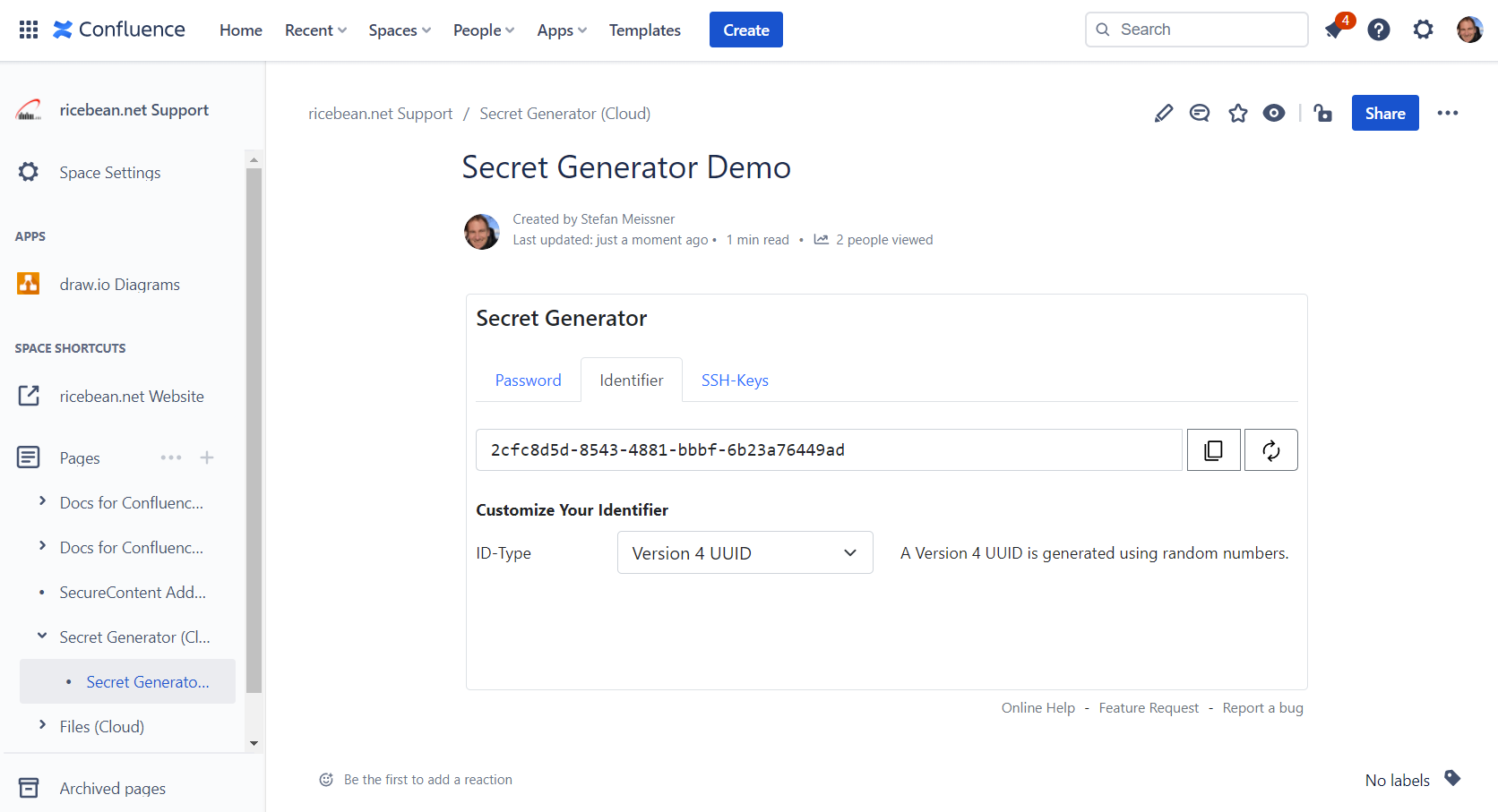 Secret Generator - Identifier generation