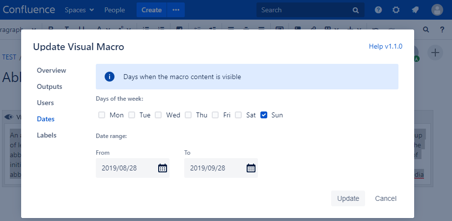 Dates Panel