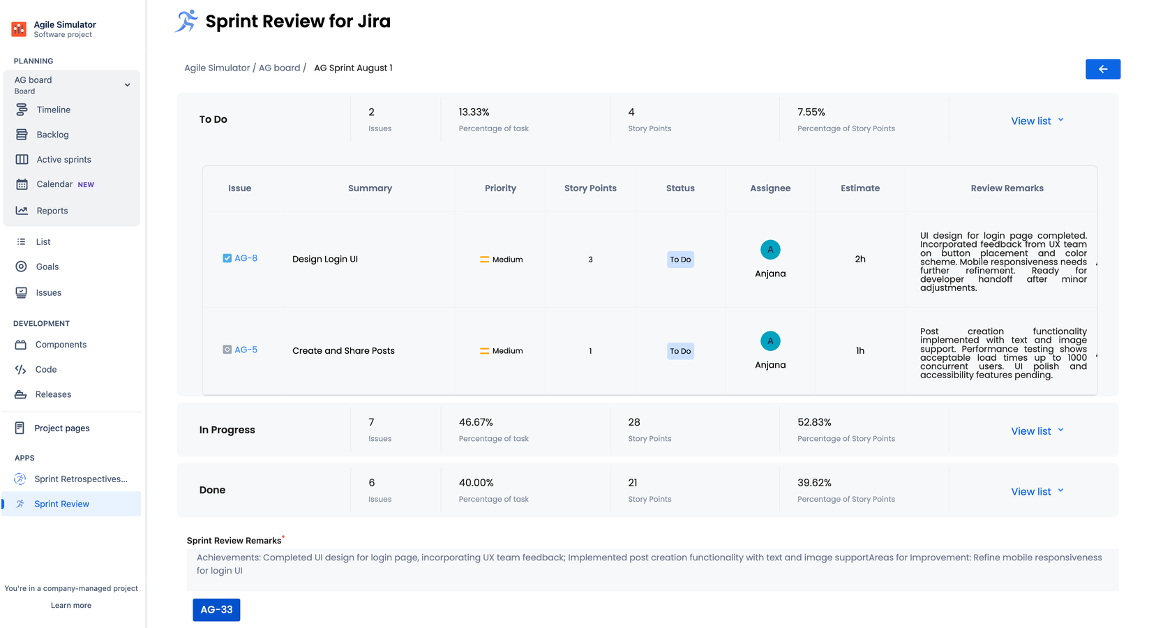 Streamlined Sprint Reviews