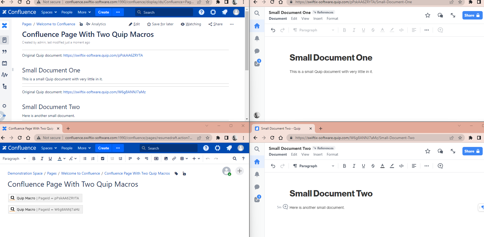 Multiple Quip Macros Pull Content From Multiple Quip Documents