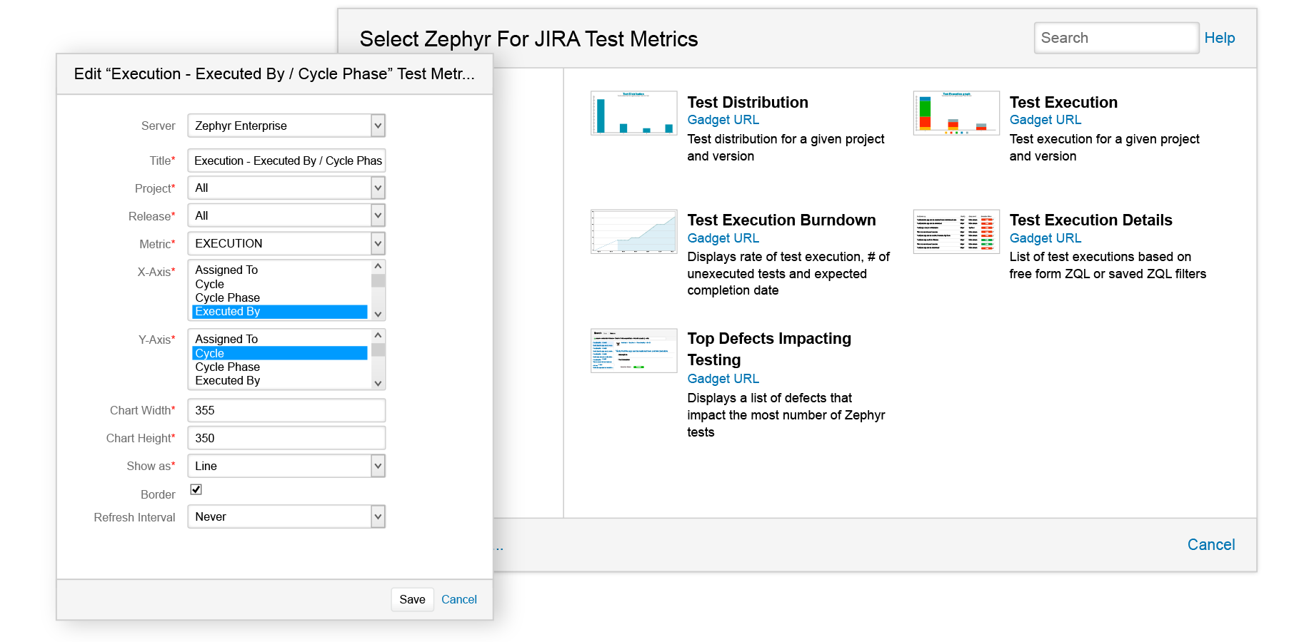 ​Bring in your testing metrics from Zephyr for Jira and insert them into testing dashboard blueprints.