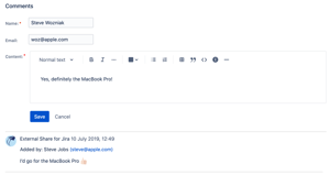 Add comments to issues directly from the External Share link