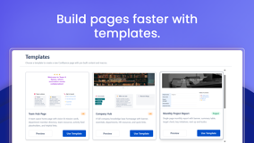 Build pages faster with ready-made templates. Pick a pre-designed layout with macros already set up, add your own content and publish a polished Confluence page