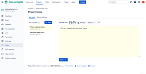 This is the default interface directly within the project scope. By default is your note always private (visible only to you) and you can always access it really easily.