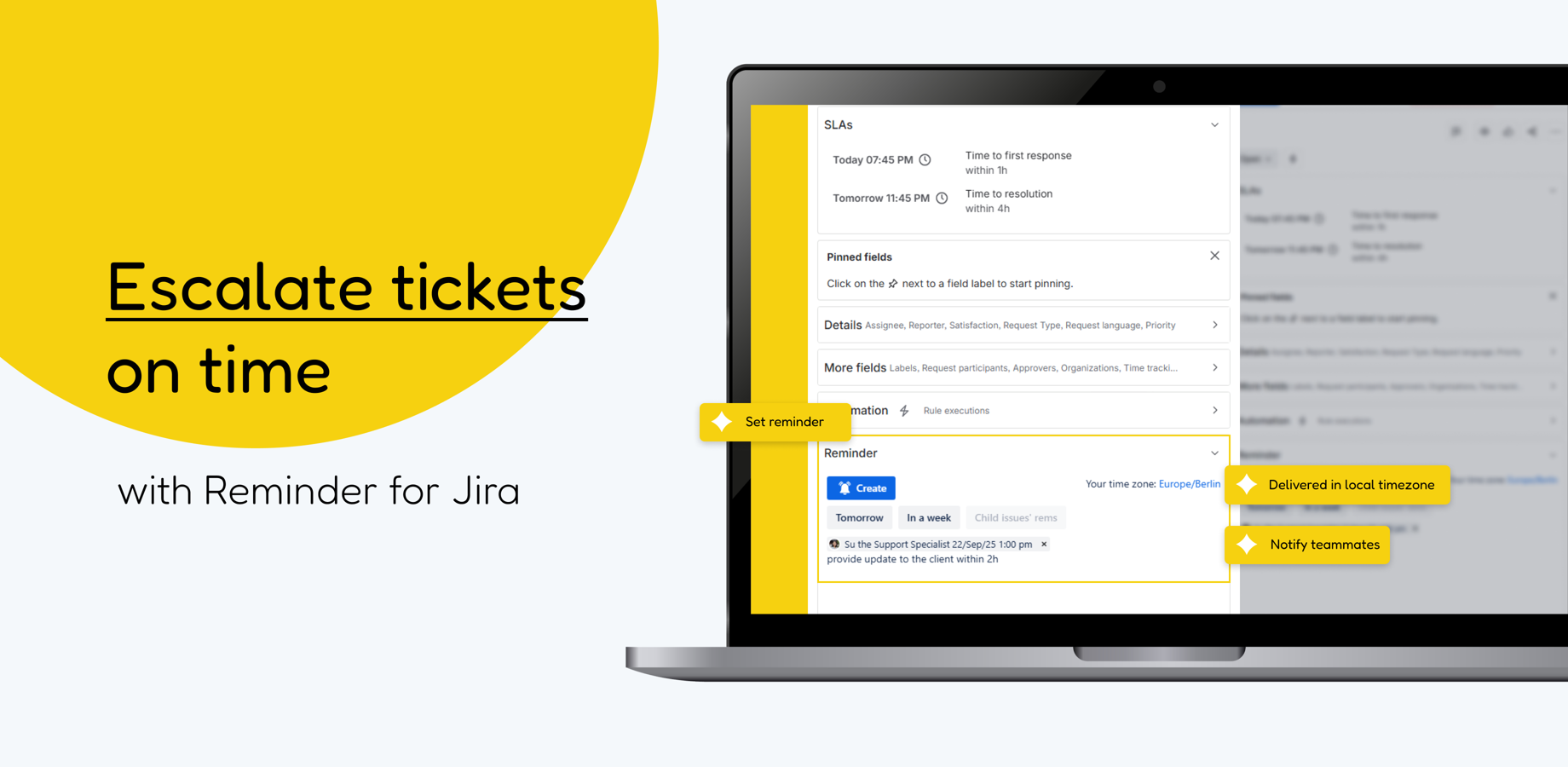Free your workflow from routine tracking – scheduled task email reminders in Reminder for Jira will notify you when action is needed.
Reduce response time – timely notifications help expedite request handovers
