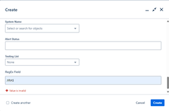 Regex field in Action