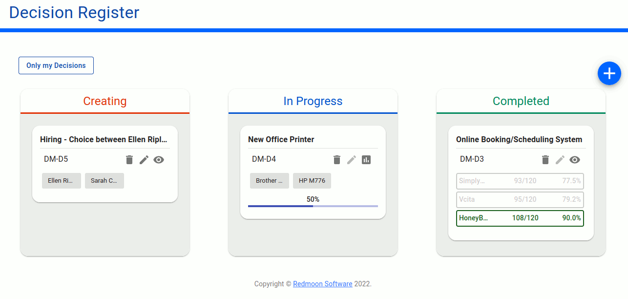 Decision Register for a project