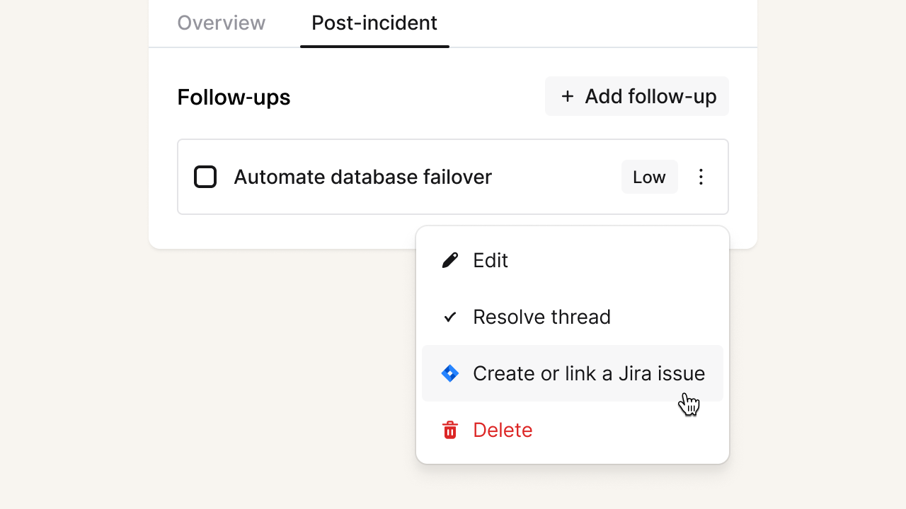 Create Jira issues from incident follow-ups