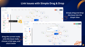 Jira issue links Graph View – a network visualization showing all linked issues as connected nodes for clearer relationships and dependency insights.
