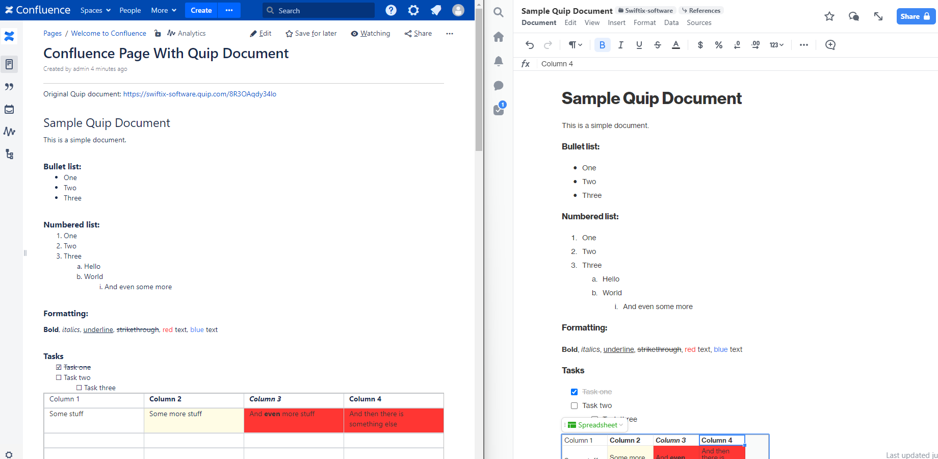 Show Dynamic Quip Content on Confluence Pages
