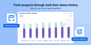 Burndown Status Tracker – it is a workflow health view that tracks how work moves between statuses and pinpoints where it gets stuck.