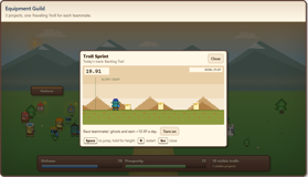 Troll Sprint opens over the Team Village from its sign: a new track every day, a shared Sprint Goal, and your troll in the hat and tool it earned.