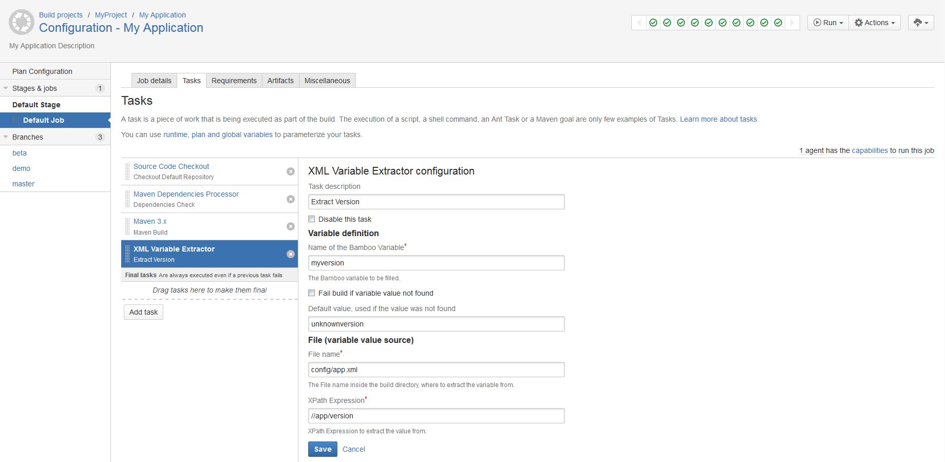 Configure settings for Variable Extraction
