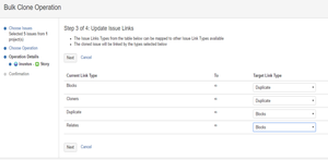 If you have chosen to include the "Edit Links" option earlier, Bulk clone allows you to remap the issue links