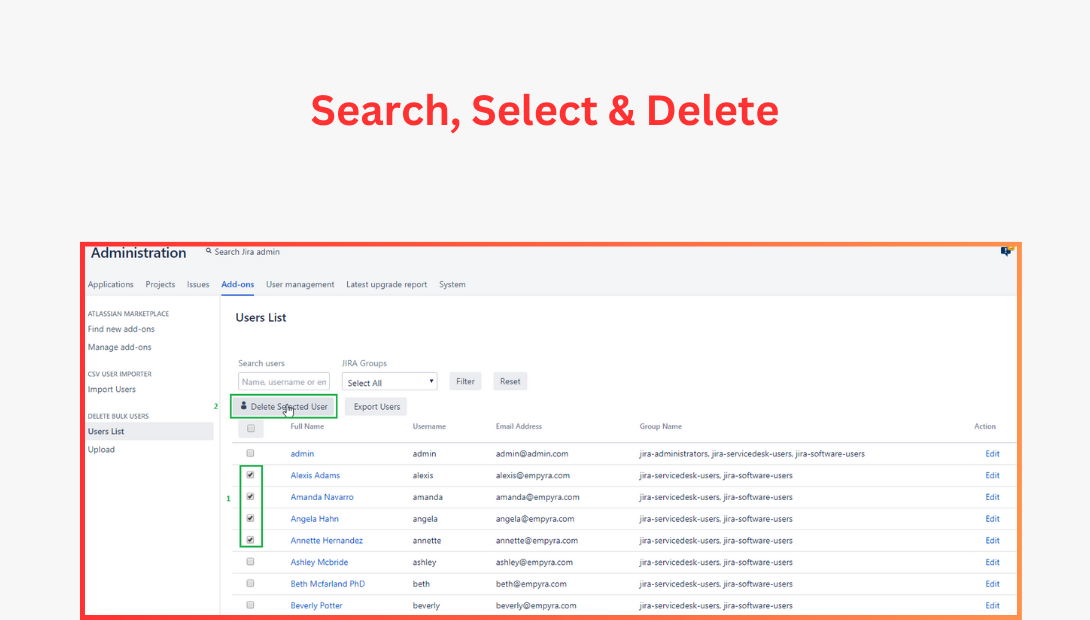 Search, Select & Delete