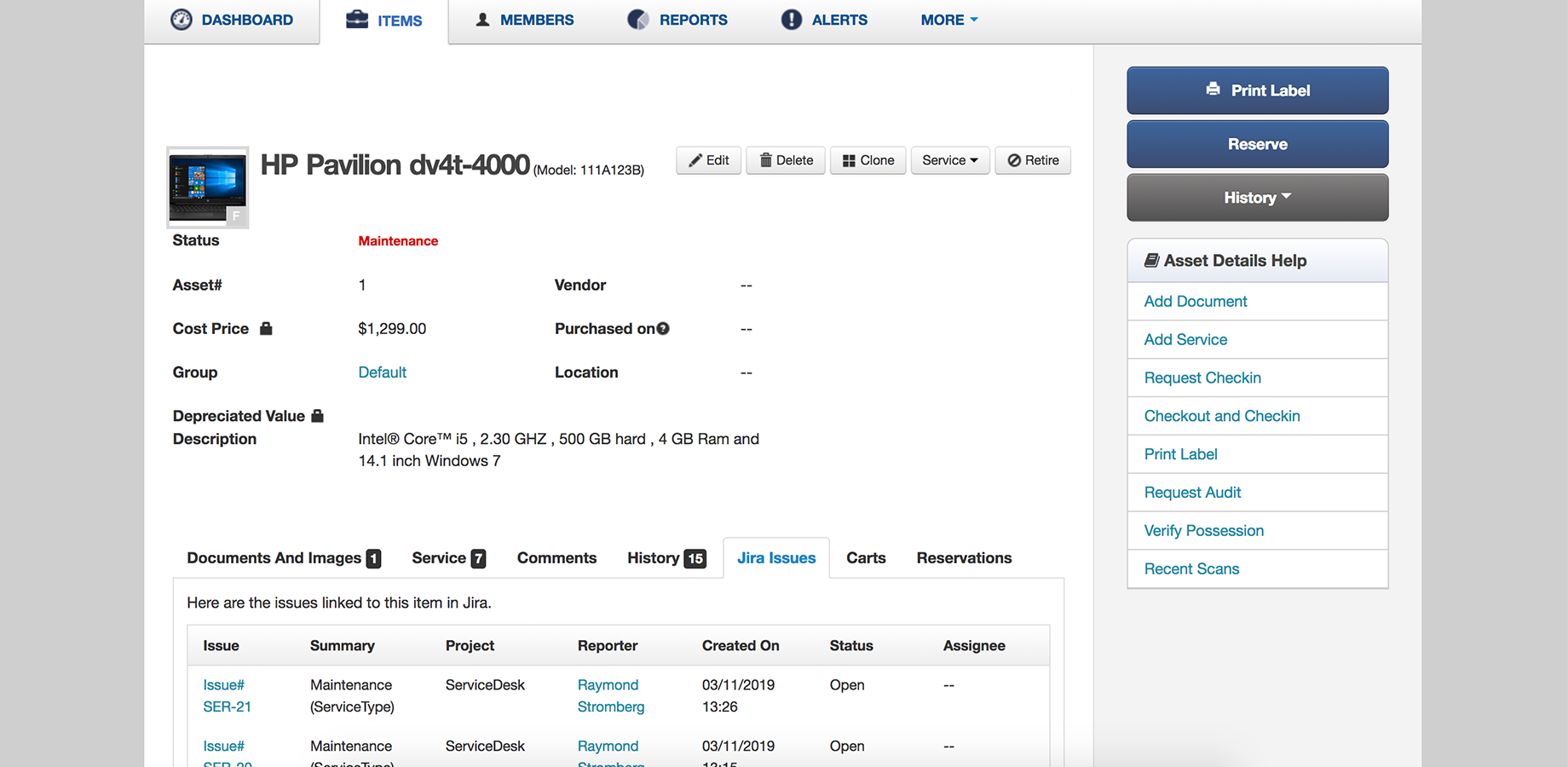 AssetSonar preview JIRA 3