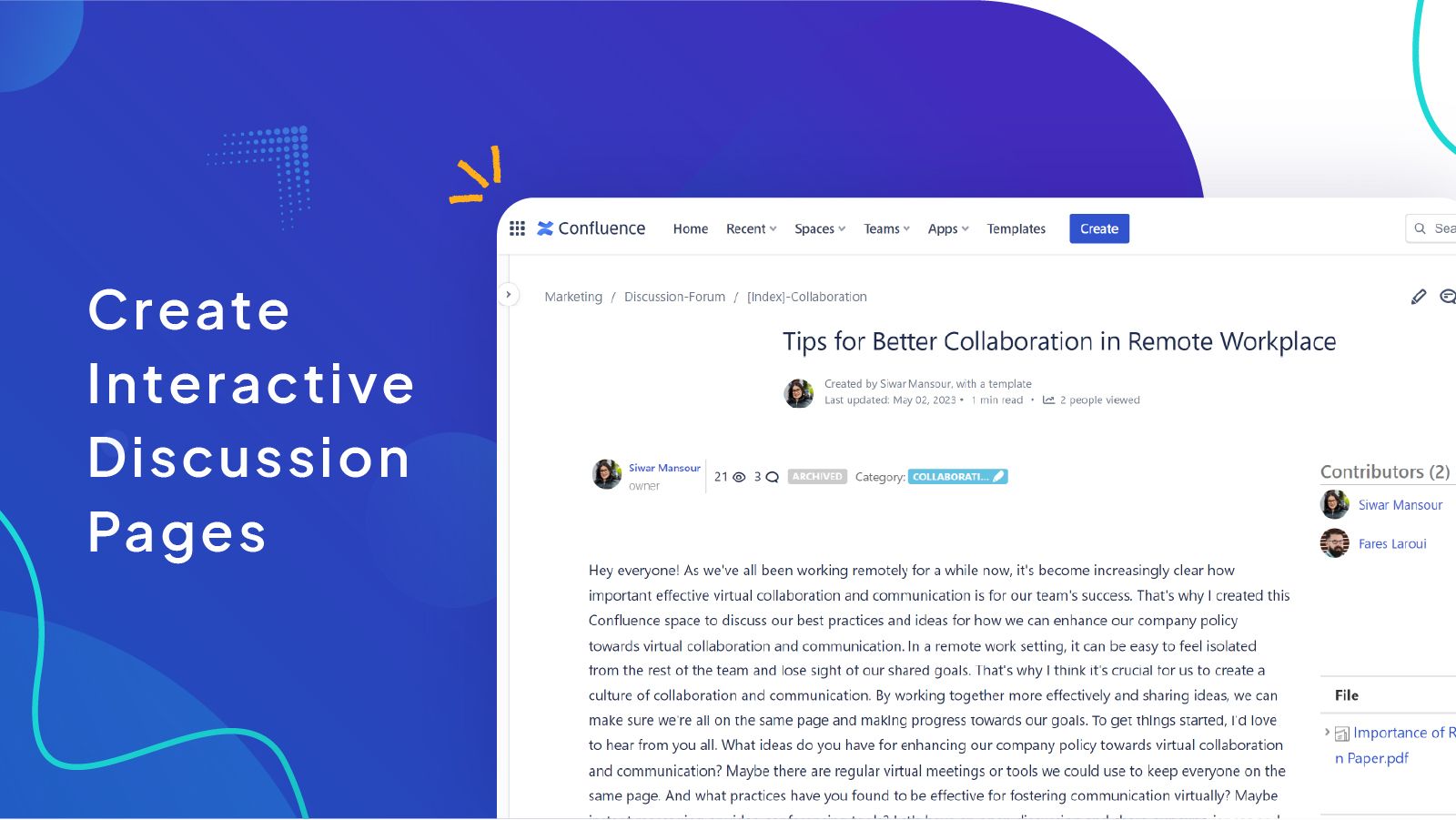 Create & manage discussion pages