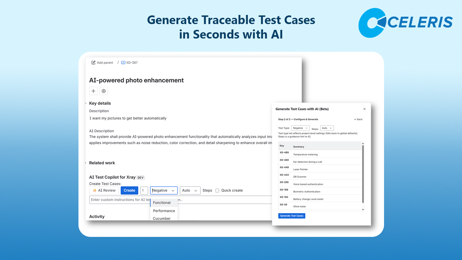 Test Copilot in action: Instantly generate smart, traceable test cases from Jira issues, tailored for Xray.