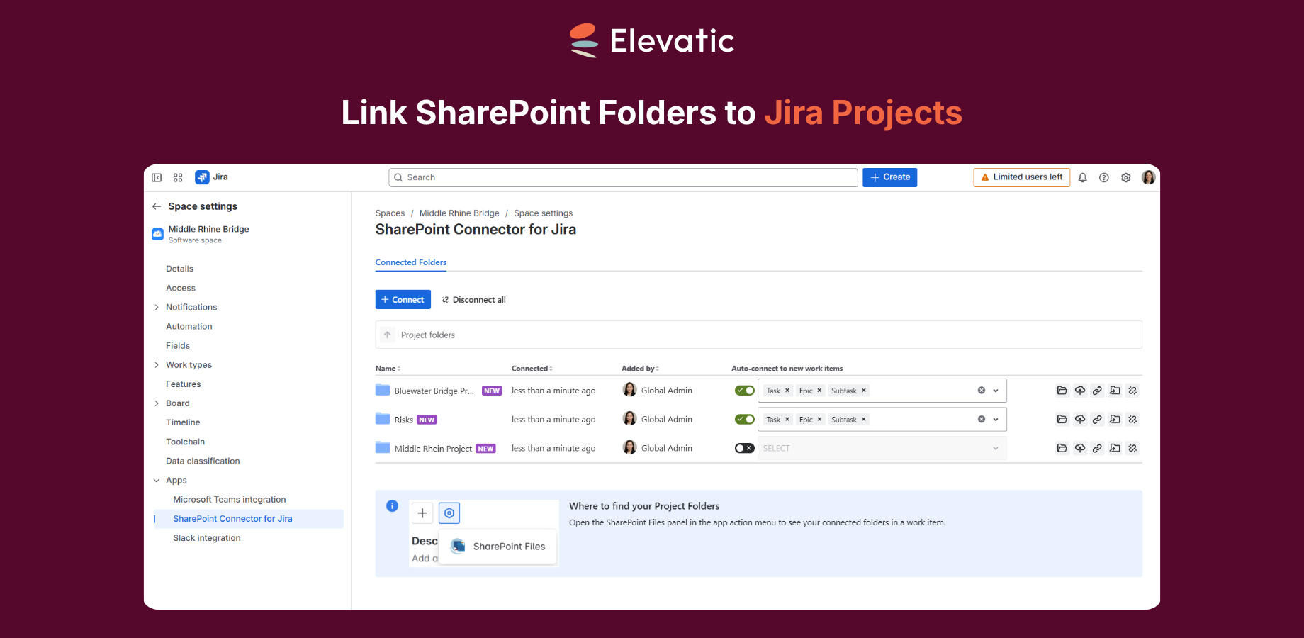 Connect SharePoint folders to a Project in Jira