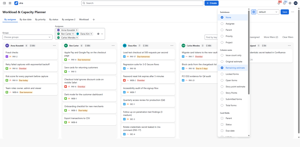 Sum estimates or Story Points per person.