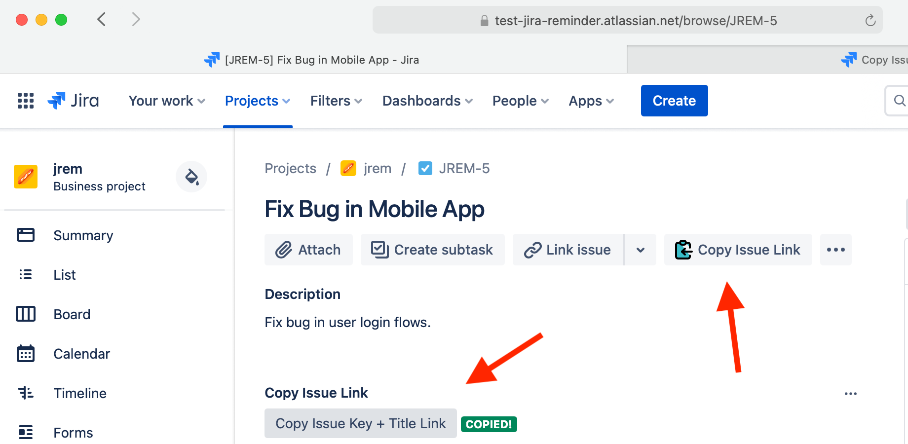 Copy the Issue Key + Title together in one click