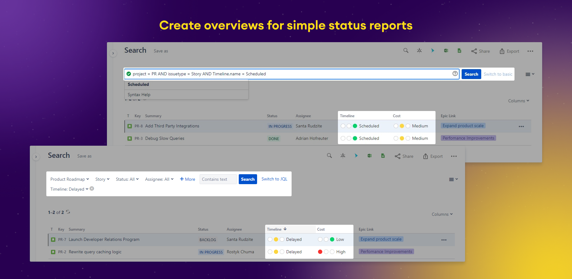 Issue navigator with traffic lights