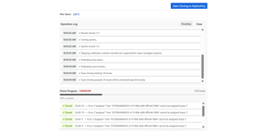 Once you are set and start to "Clone Space", you will see a detailed log and progress status on the job running asynchronously in the background.