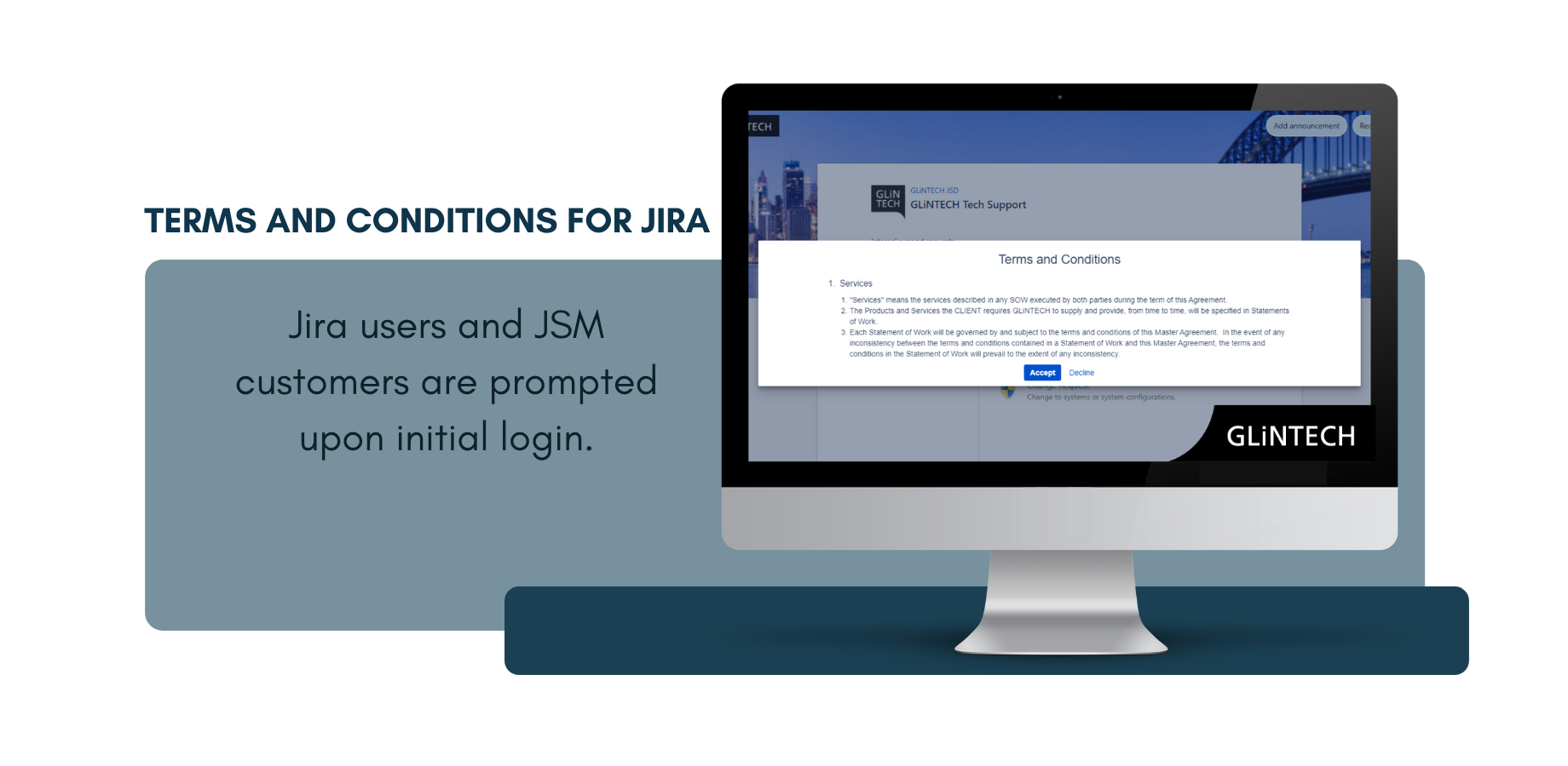 JSM Customer view before accepting the terms and conditions or acceptable use policy.