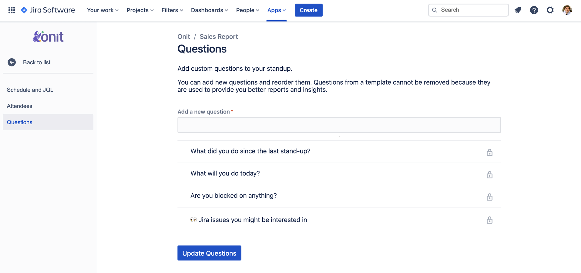 Add custom questions