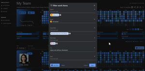 Filter Jira activity history by space, sprint, epic, saved filter, work type, and JQL.