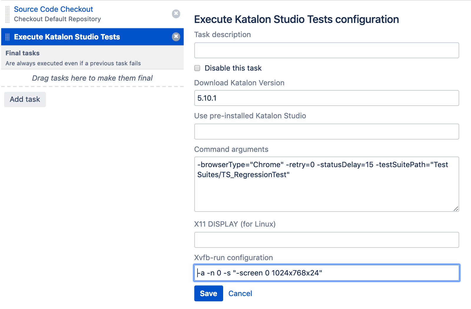 Execute tests headlessly