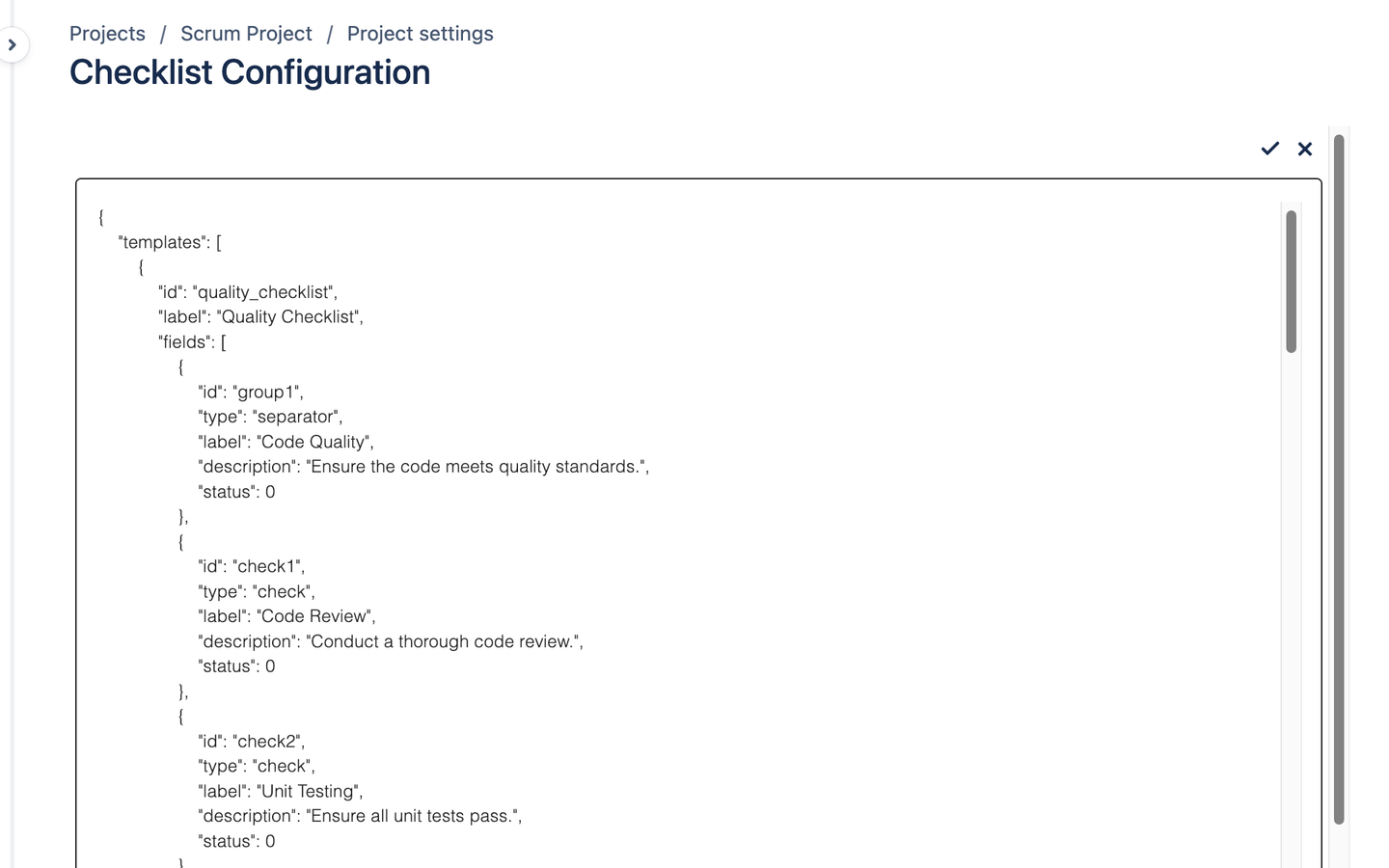 JSON Template Registration