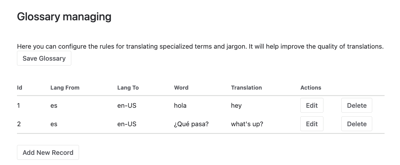 Custom business glossary