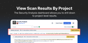 View Scan Results by Project from the Security Analysis Dashboard