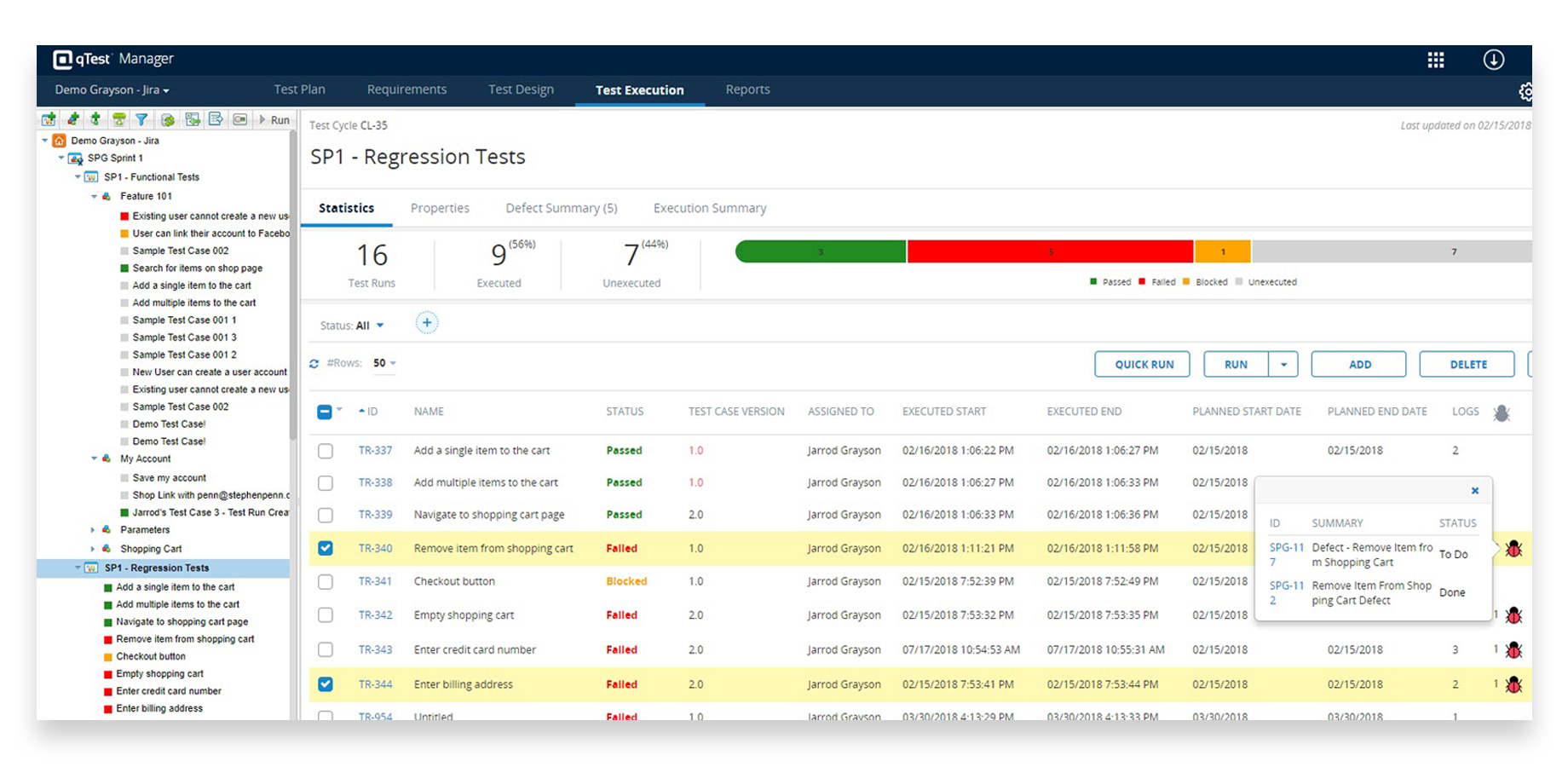 Organize and track automated, manual, and exploratory test executions
side-by-side, and instantly reuse tests from release-to-release.