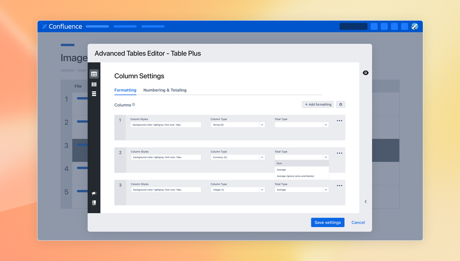 Create and customize tables in an intuitive editor