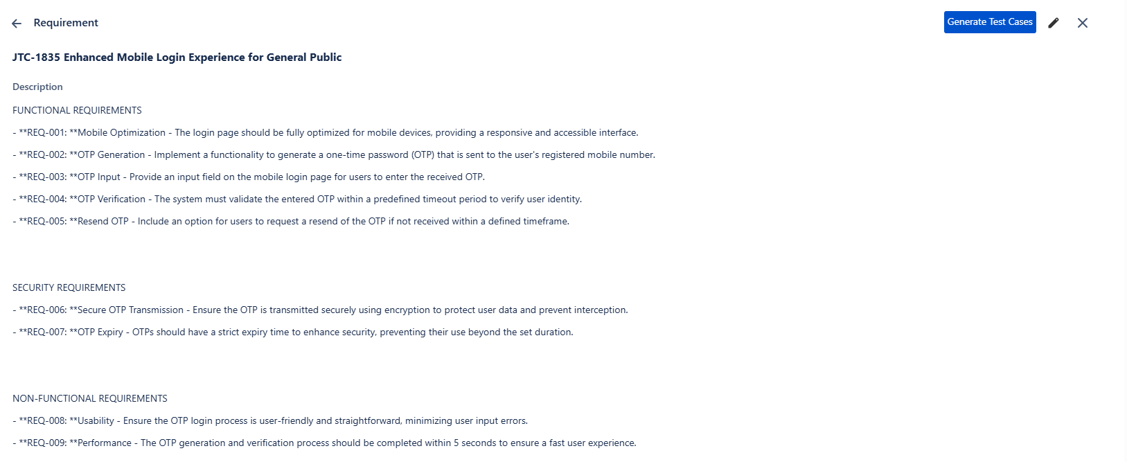 Detailed Test Case and Requirements Management