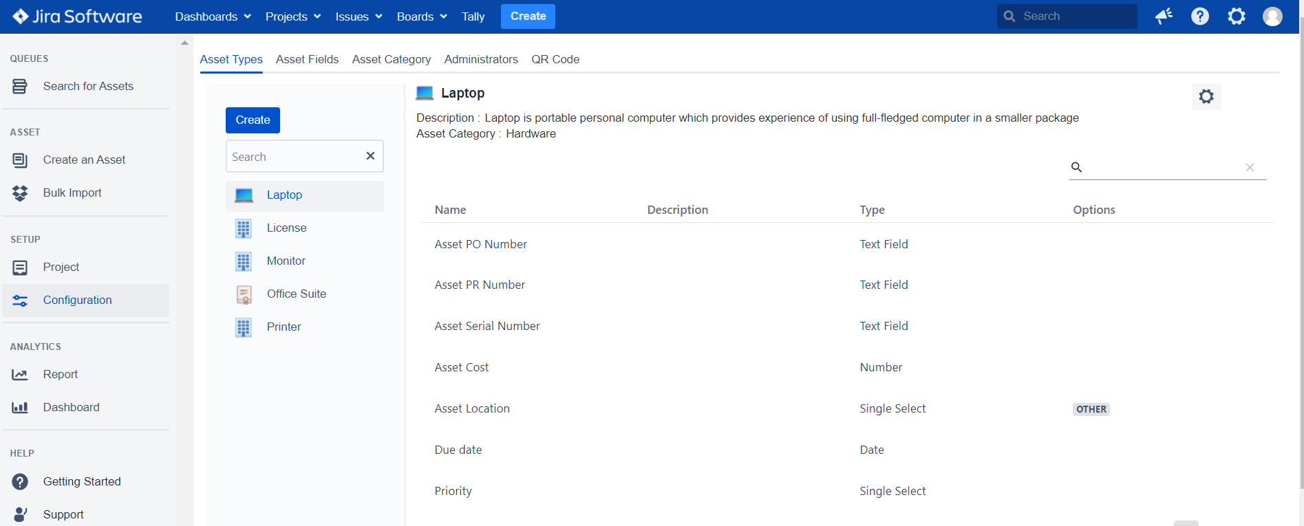 Create custom fields and screens for any asset!