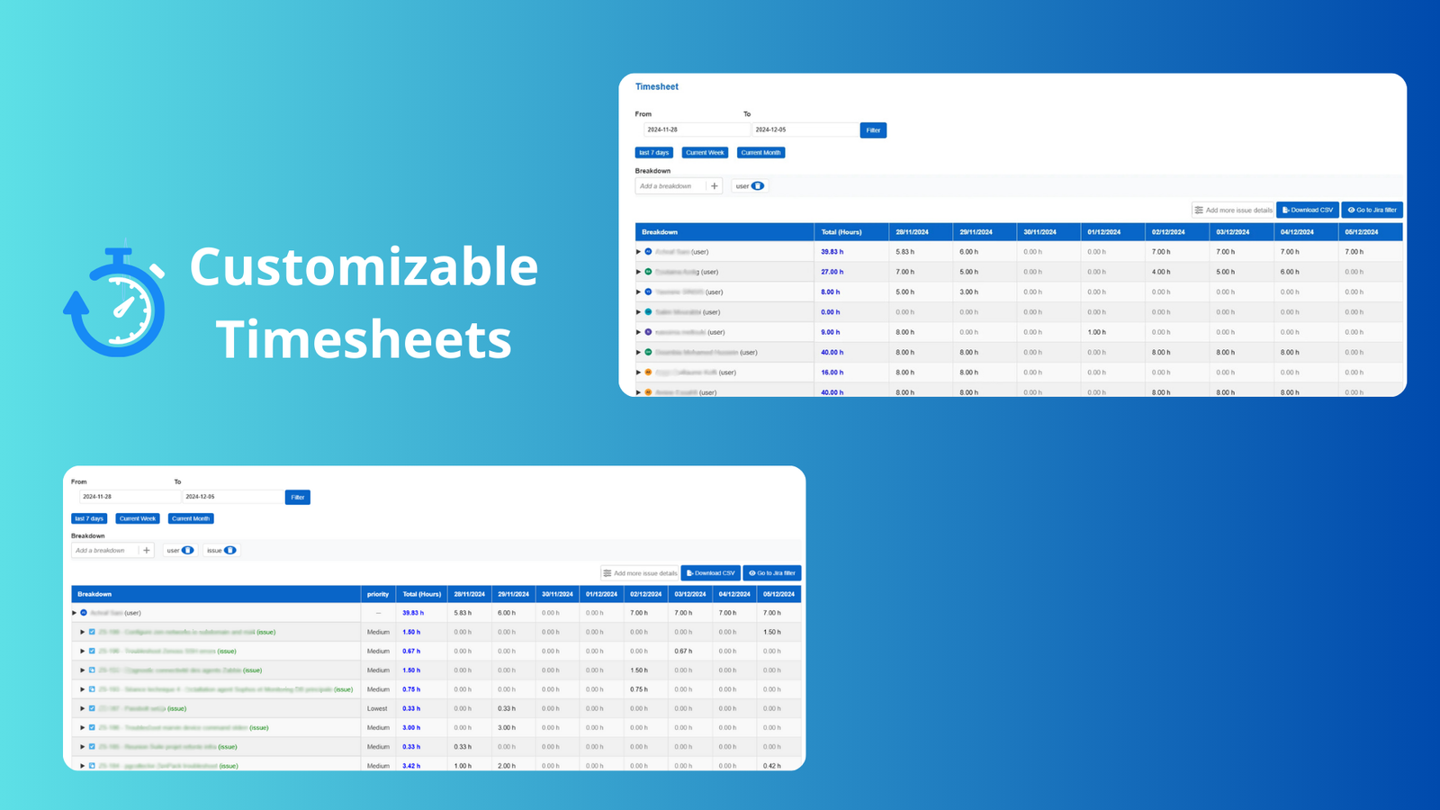 Customizable Timesheets