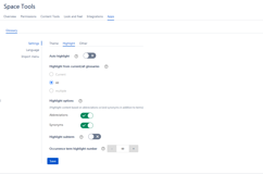 Custom highlight content configuration from existing Glossaries per Confluence Space