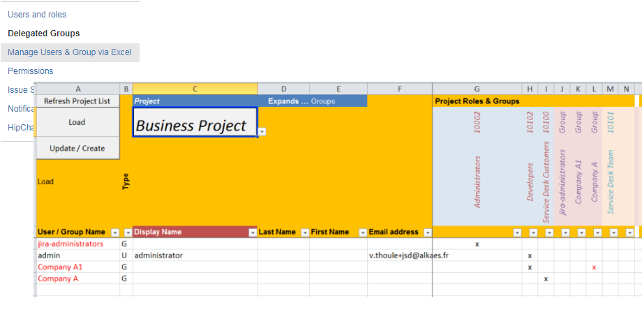 Allow massive update in jurisdiction from Excel