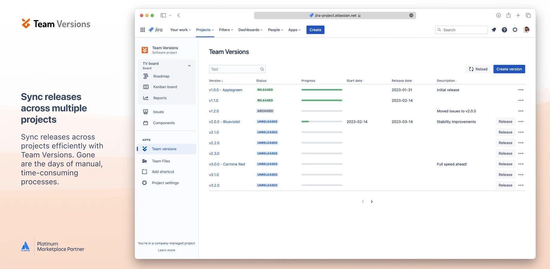 Sync Fix versions across multiple projects