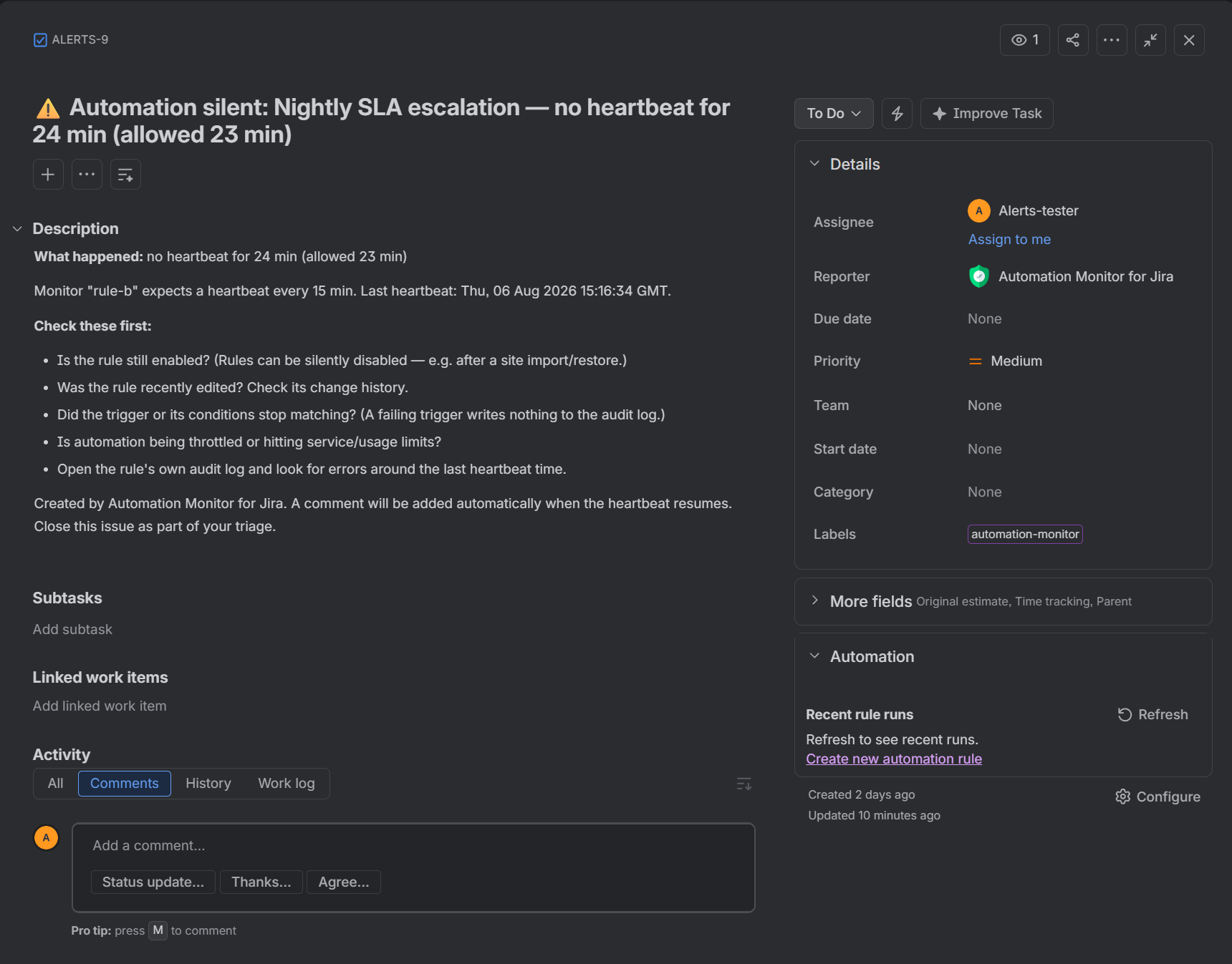 Silent failures become Jira issues you can see