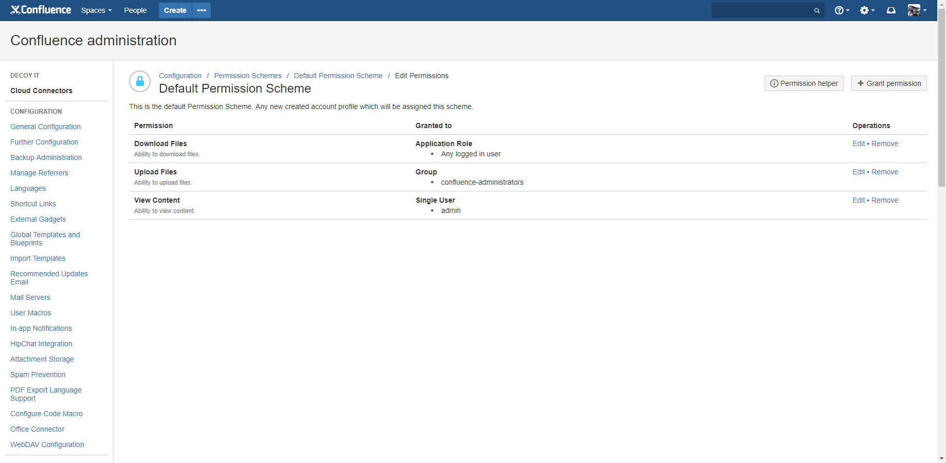 Configure permissions to access a content