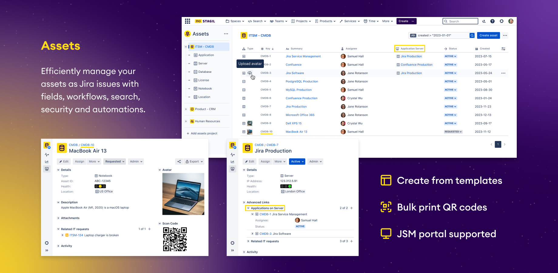 Intuitively manage your assets as issues with fields, workflows, search, security and automations. Leverage your custom data model with issue picker link fields: Define source, target and cardinality of your link types.​
