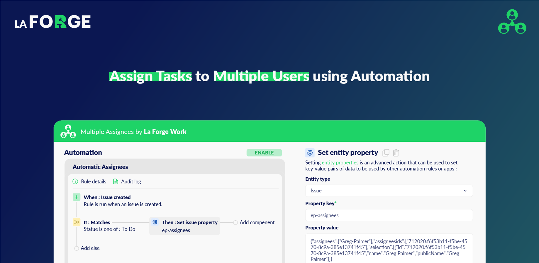 Effortlessly manage task assignments in complex workflows, now compatible with Jira Automation.
